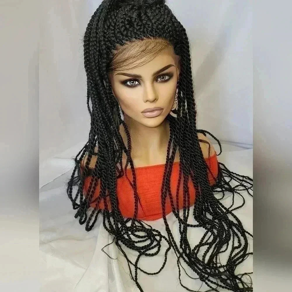 Braided lace wigs, 100% handmade NWOT, long braids, updo half ponytail # 1 - Picture 10 of 11